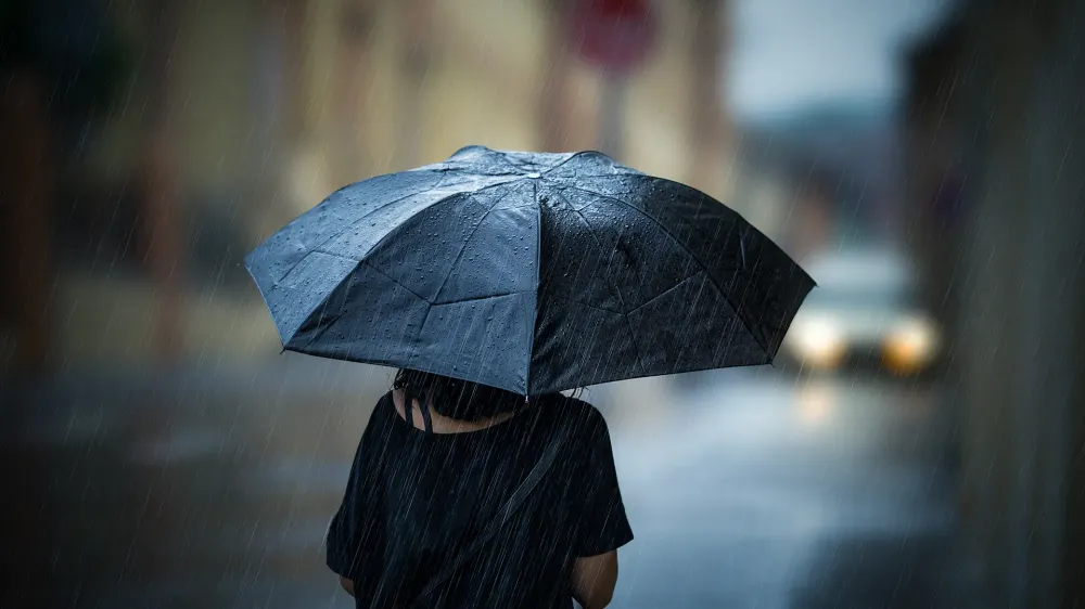 woman with umbrella in the rain.